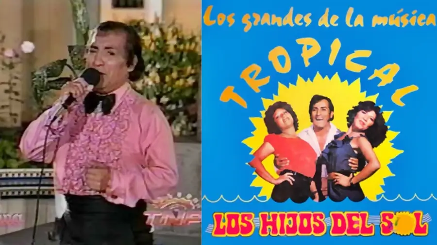persona cantando en una epoca antigua, lado derecho una portada discografica