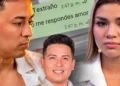 Farándula peruana: chat viral de WhatsApp con los mensajes 'Textraño' y 'o me respondes amor' junto a los rostros de Naldy Saldaña y José Burga en medio de la polémica