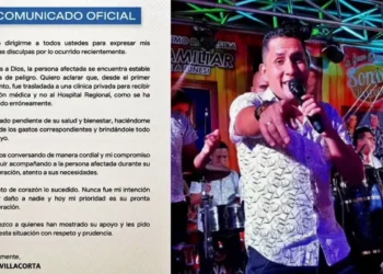 Comunicado oficial de Iván Villacorta sobre la salud del herido tras accidente en Trujillo.