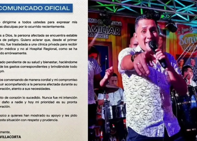 Comunicado oficial de Iván Villacorta sobre la salud del herido tras accidente en Trujillo.